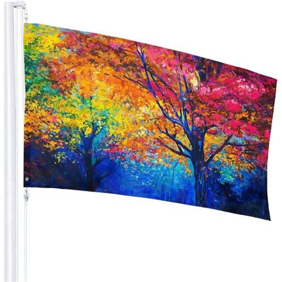 Autumn Fall Trees Flag 3x5 Ft Outdoor Decorative Banner - Picture 2 of 5